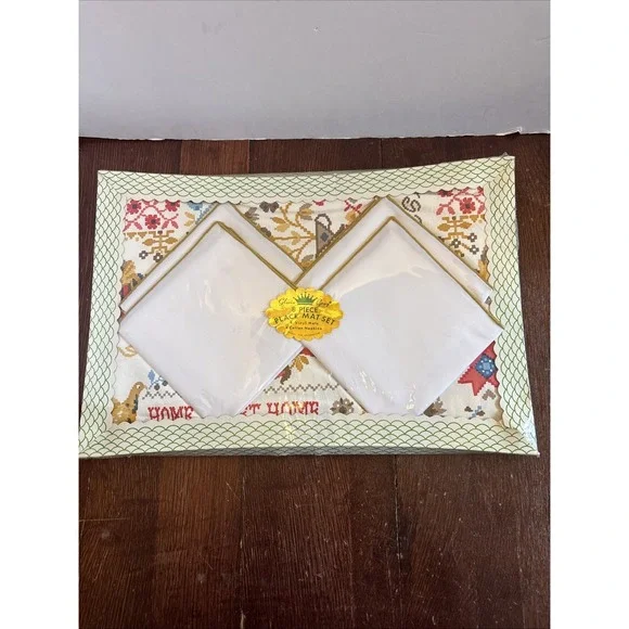 Vintage Glory Gray 8‎ Pc Place Mat Set Home Sweet Home Farmhouse