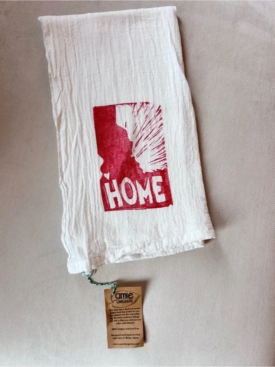 White Kitchen Tea Towel with Red Idaho “HOME