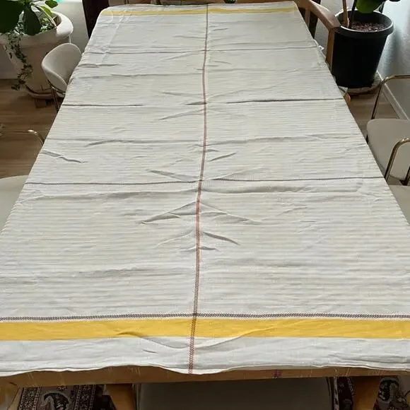 Thomas O'Brien Vintage Modern Striped Linen Blend Tablecloth 73” x 84”