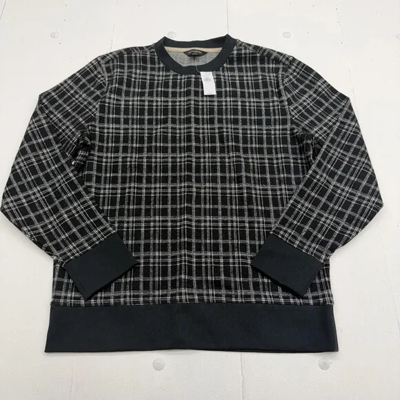Banana Republic Sweater Mens Medium Black Plaid Crew Neck Knit Pullover NWT