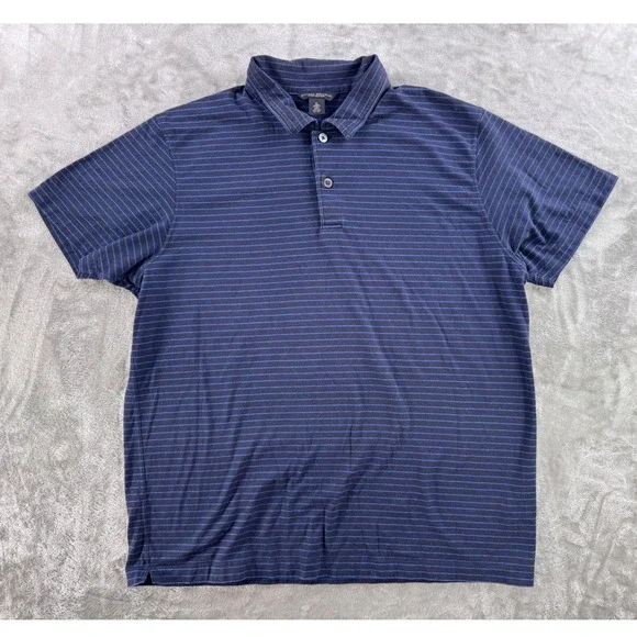Banana Republic Striped‎ Polo Shirt Mens XL Blue Pima Cotton Preppy Golf Casual