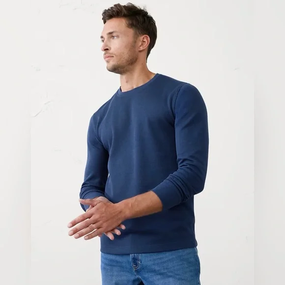 Banana Republic Navy Long Sleeve Waffle Knit Crew Neck Tee Size L