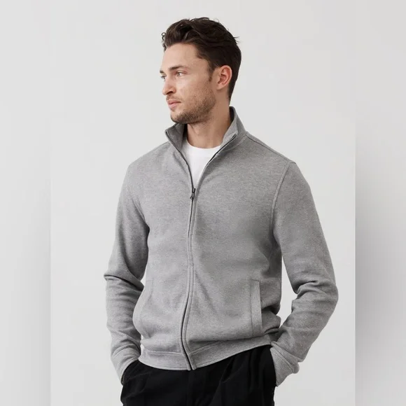 Men's Banana Republic Pique Mock Neck Supima Cotton Jacket - Gray XL