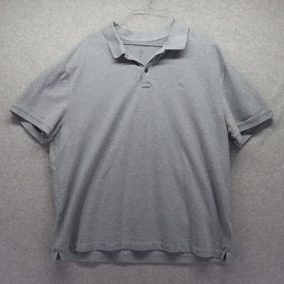 Banana Republic Polo Shirt Mens XL Pique Casual Organic Cotton Gray Short Sleeve