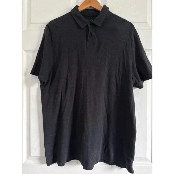 Banana Republic Men's XXL 100% Cotton Collared Polo Shirt Striped Black Preppy