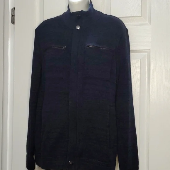 BANANA REPUBLIC WOOL BLEND ZIPPERED  SWEATER JACKET NAVY (MEDIUM)