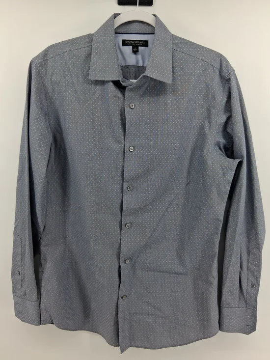 Banana Republic Blue Micro-Dot Spread Collar Dress Shirt