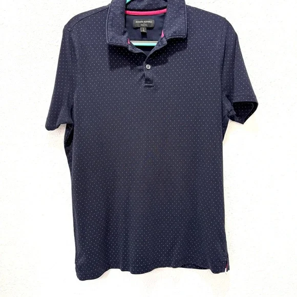 Banana‎ Republic 100% Dark Blue Polo with Subtle Pattern L