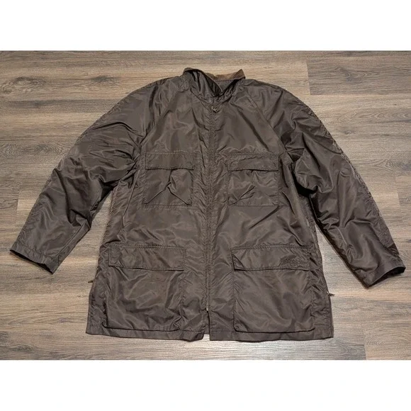 Banana Republic Mens XL Brown Nylon Field Jacket Corduroy Collar Barn‎ Coat XL