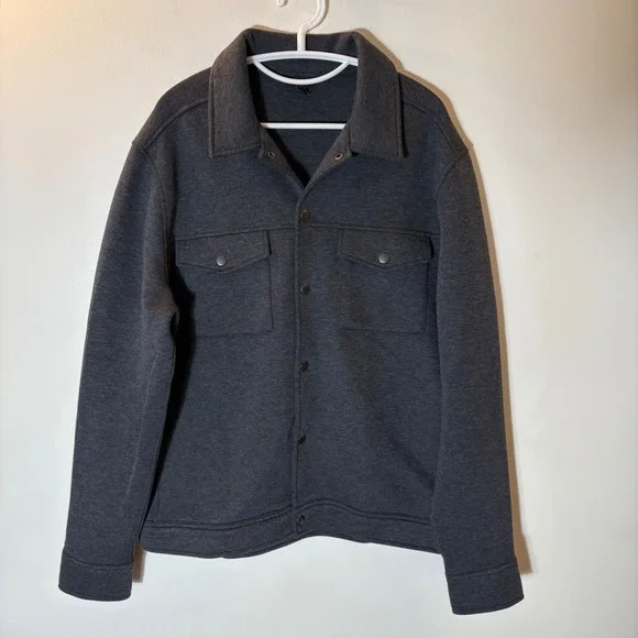 Banana Republic‎ Scuba Shirt Jacket Mens Large Charcoal Heather