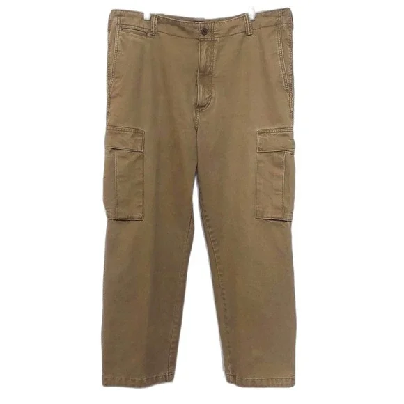 BANANA REPUBLIC RELAXED FIT BROWN‎ KHAKI COTTON CARGO PANTS MENS 38 x 32