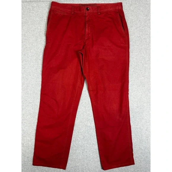 Banana Republic Aiden Summer Chino Pant Mens 35x32 Red Slim‎ Fit Cotton