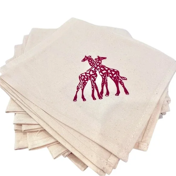 Poly Nation South Africa Giraffe Napkins Set‎ of 8 Canvas Safari Boho Classic