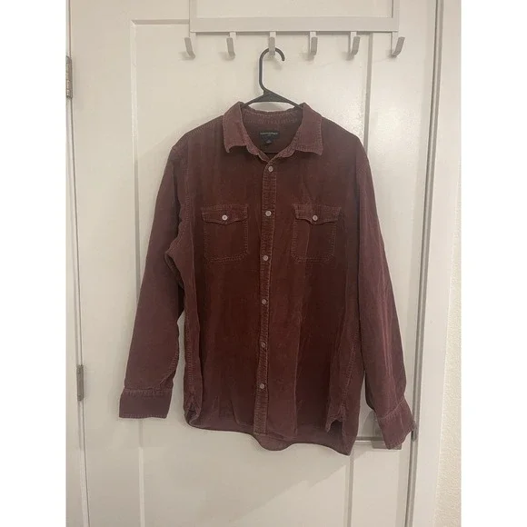 Banana Republic‎ Men's Corduroy Burgundy Button Up Christmas Holiday Preppy