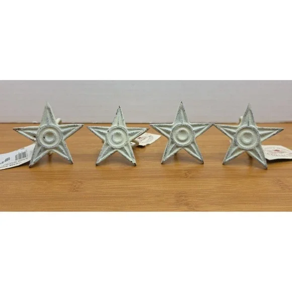 The Country House Collection Set of 4 Rustic Cast Iron Star Napkin Ring Holders