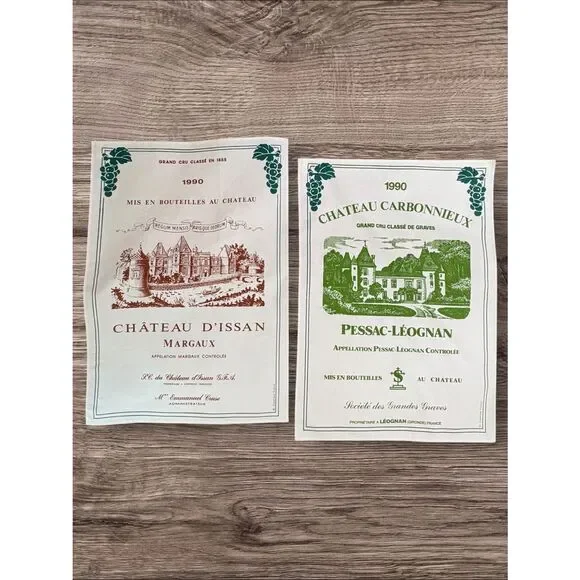 Set 2 Vintage French Chateau Wine Tea Towels 1990 France Cotton Unused