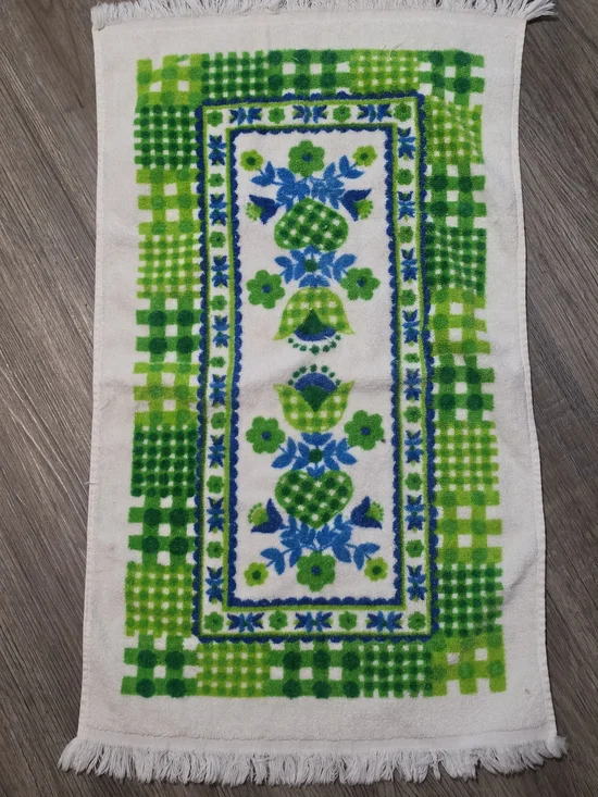 Vintage Floral Green & Blue Decorative Hand Kitchen Towel