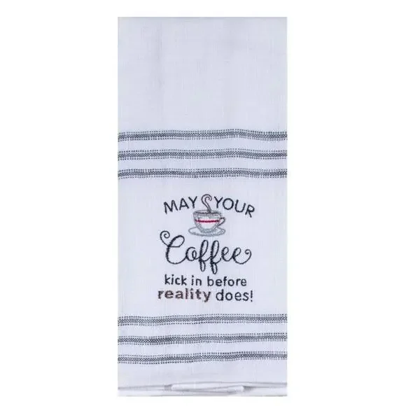 Embroidered Kitchen Tea Towel Funny Gift Coffee Lovers