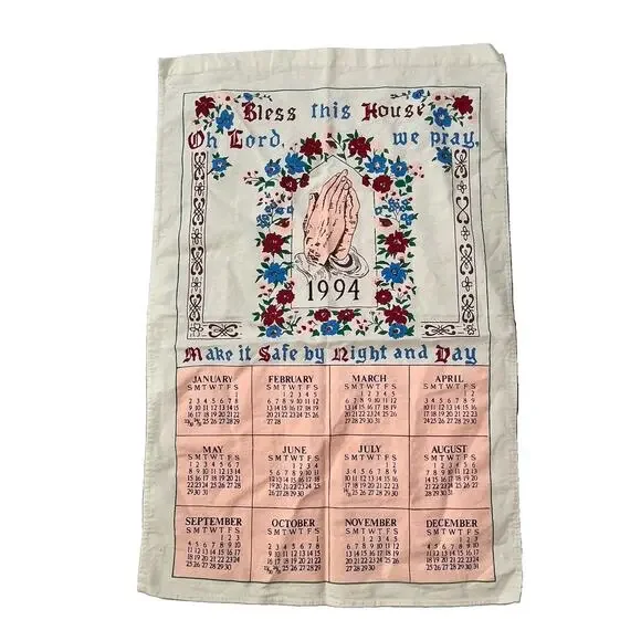 Vintage 1994 Calendar Tea Towel 