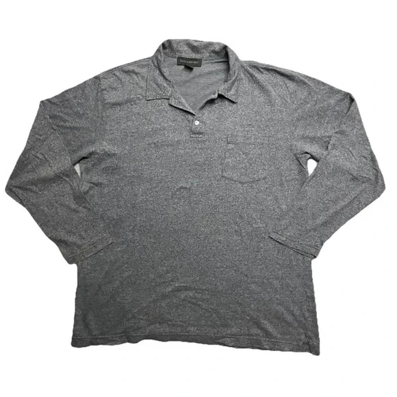 Banana Republic Mens XL Pullover Long Sleeve Gray Polo Sweater 3 Button Cotton