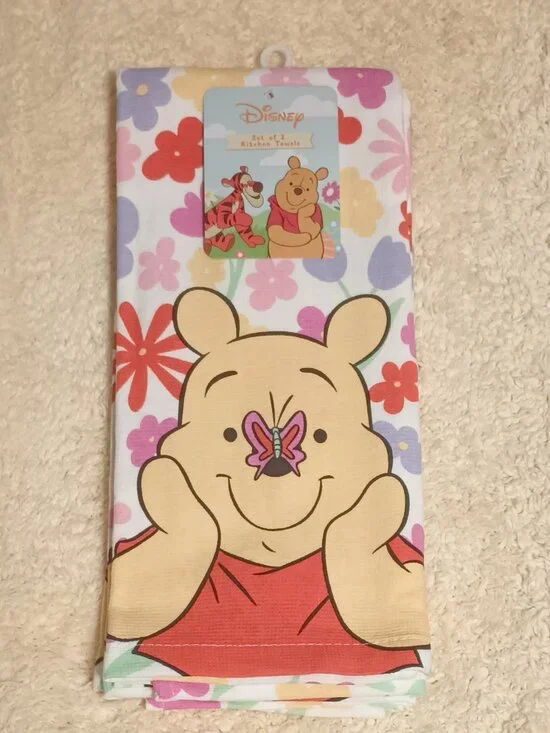 NWT ~ Disney's Winnie the Pooh, a Spring Themed Kitchen Towel Set, 16