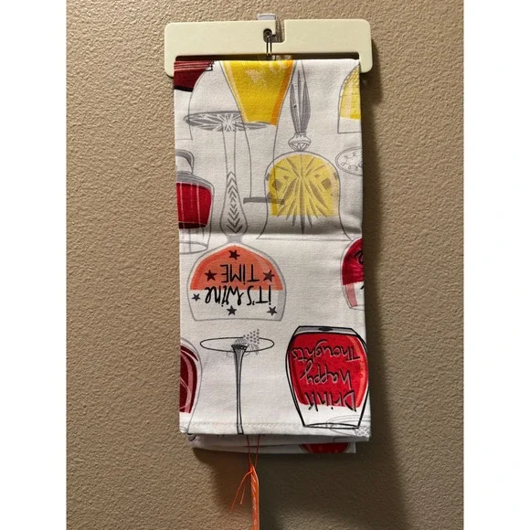 Wrkshppe Wine Time Tea Towel Helen Black Kitchen Dish Towel New with Tags