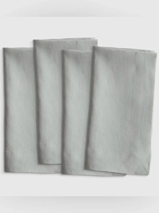 NWOT Quince European Linen Set of 4 Wide-Hem Napkins (Mist)