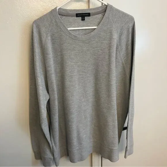 Banana Republic Gray Waffle Knit Sweater Men’s Size XL