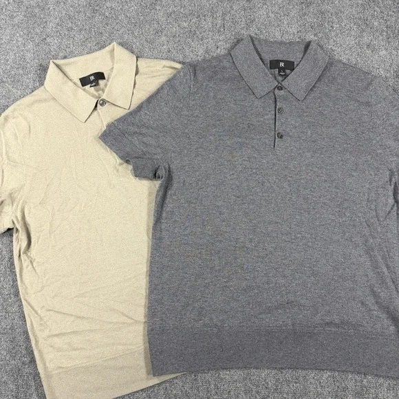 Banana Republic Cashmere Silk Polo Shirt Mens Large Bundle Lot Of 2 Luxury Knit