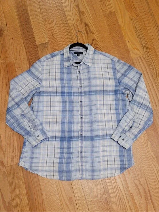 Banana Republic | Light Blue and White Plaid Shirt - XXL