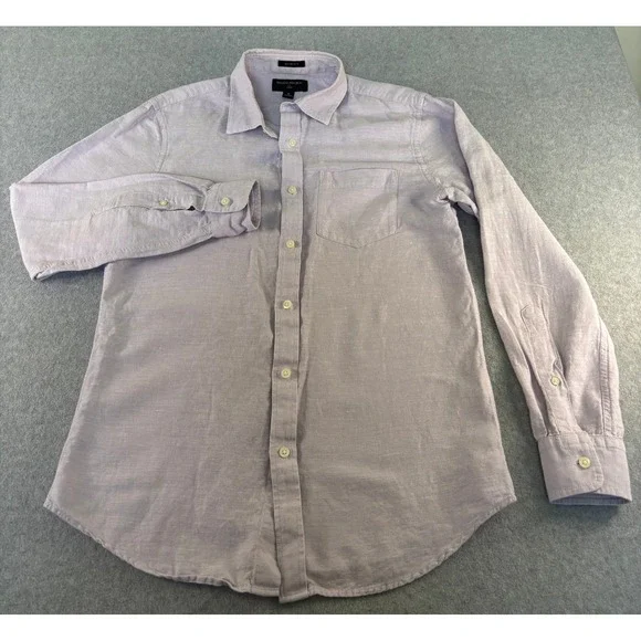 Banana Republic Men's M Slim Fit Linen Cotton Shirt Lavender Purple Button Up