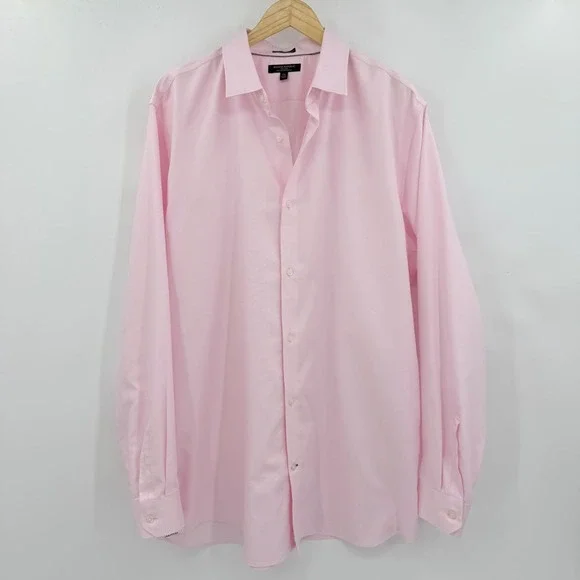 Banana Republic Dress Shirt Men XXL Tall Pink Camden Standard Fit Non-Iron