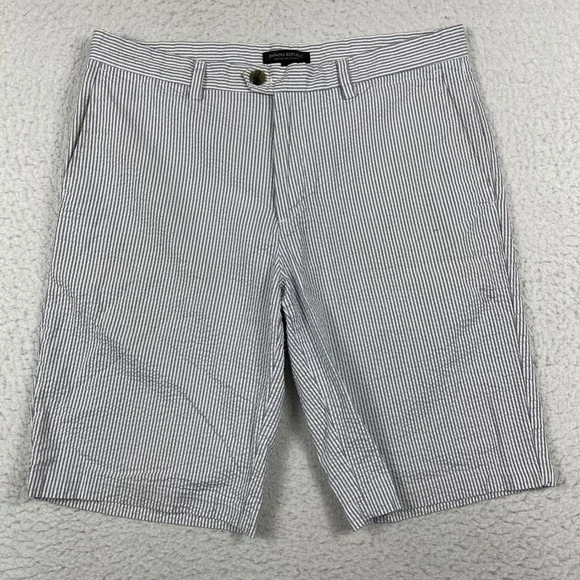 Banana Republic Emerson Shorts Mens 32 Blue‎ Striped Seersucker Summer Casual
