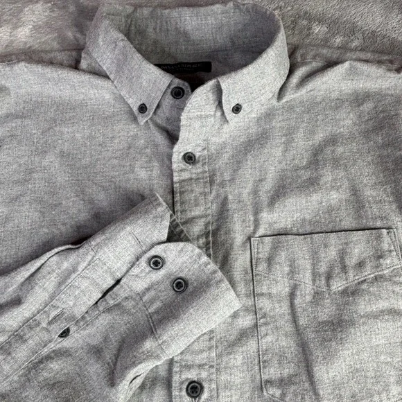 Banana Republic Luxe Flannel Shirt Mens XL Gray Untucked Slim Fit Cotton Button
