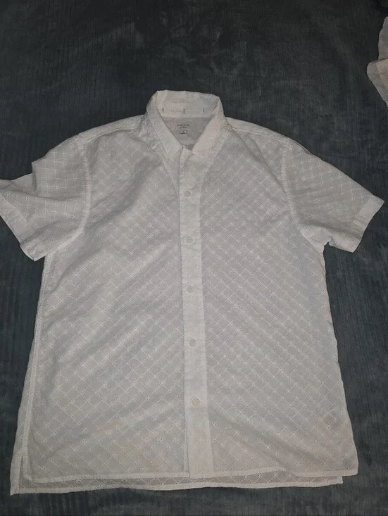 Banana Republic White Eyelet Button-Front Top
