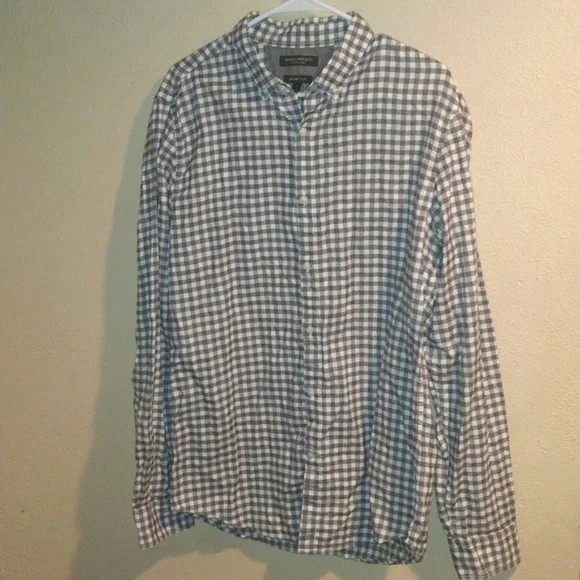 Banana Republic Luxe Flannel Grant Fit Plaid Long Sleeve 100% Cotton LT