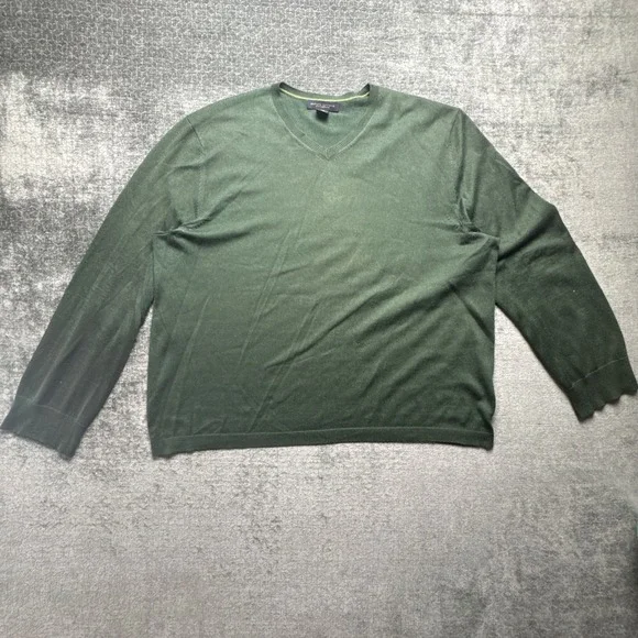Banana Republic Silk Cashmere Sweater Mens XL Green Knit Premium Luxe V-Neck‎