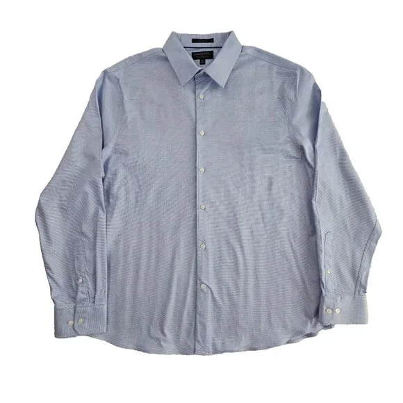 Banana Republic Shirt Men's XL‎ Blue Untucked Fit Wrinkle Resistant Long Sleeve
