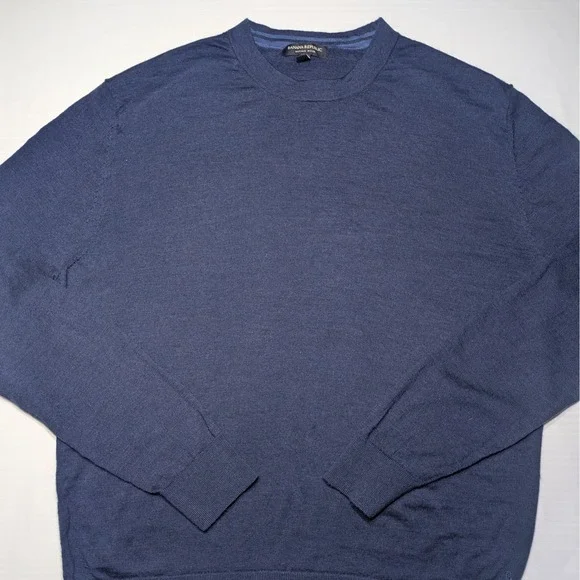 Banana Republic Men's Merino Wool Crewneck‎ Sweater Large Blue Quiet Luxury