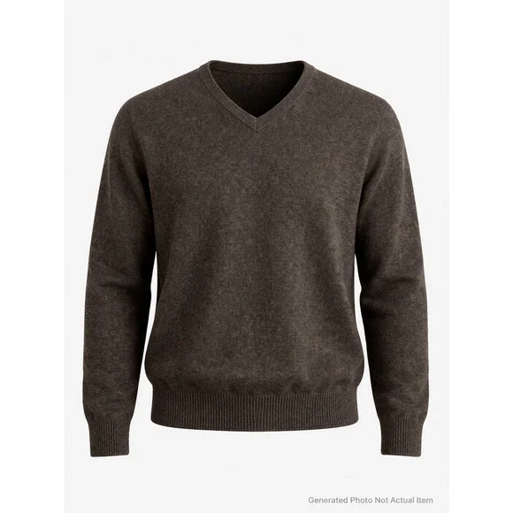 Merino Wool V Neck Sweater Mens Lightweight Brown Casual Medium Banana Republic