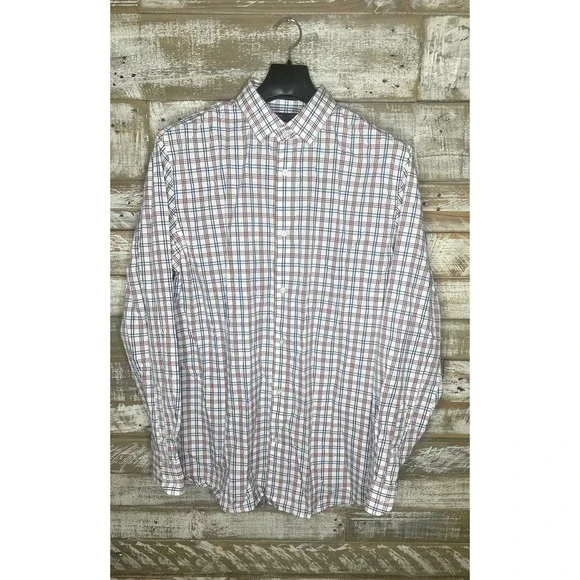 Banana Republic‎ mens checkered grant fit dress shirt XL
