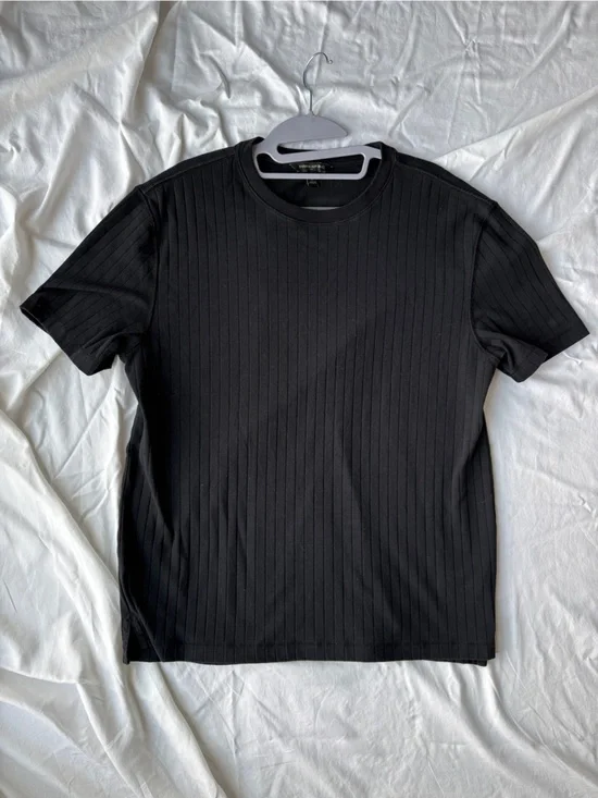Banana Republic Black Ribbed Short Sleeve Top
