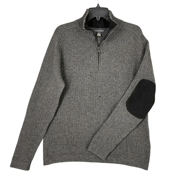 Vintage Banana Republic Lambswool Cashmere Sweater Mens L Gray Elbow Patch Y2K‎
