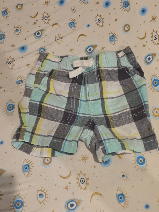 Jumping Beans Size 2 Mint, Gray & Yellow Plaid Pull-On Shorts