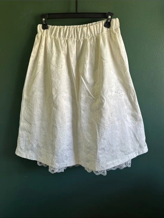Vintage Jessica McClintock Girls Floral Brocade Skirt with Lace Hem 14