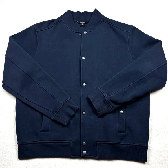 Banana Republic‎ Scuba Bomber Jacket Mens XL Tall Preppy Navy Blue 832224-00