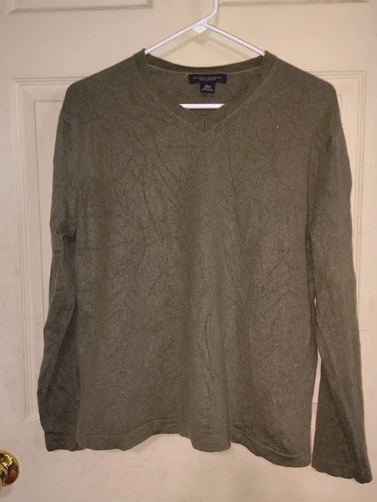 Banana Republic Green Silk-Cashmere Knit V-Neck Pullover Sweater Men’s L
