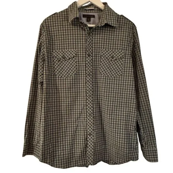 Banana Republic blue plaid western style button down large 16-16.5