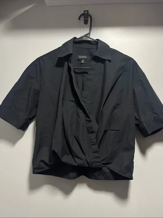 Banana Republic Black Short-Sleeve Shirt Jacket