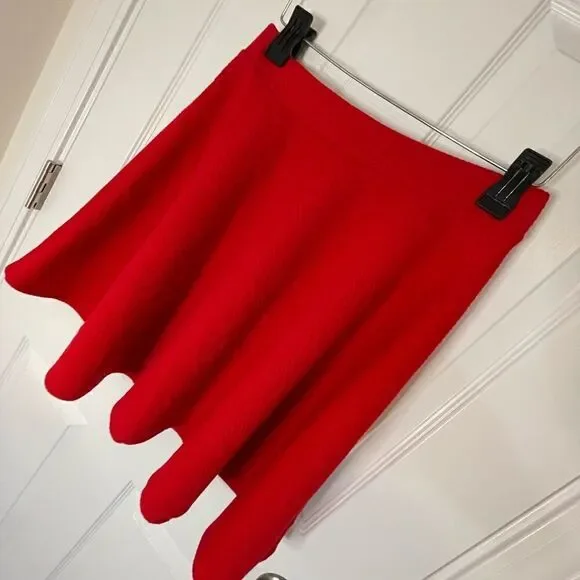 Disney Skirt Womens Teens Small Red A-Line Skirt Minnie Mouse Head Print Flare